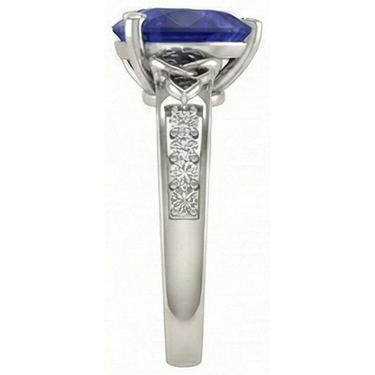 natural round sapphire 3.50ct ring top view