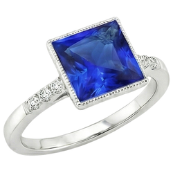 Natural Sapphire Ring 3.75ct - White Gold 14K