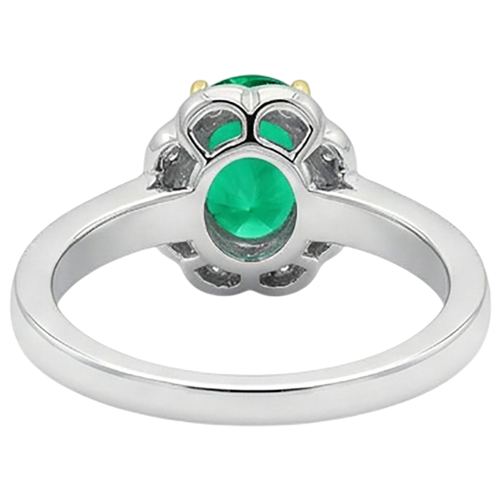 Natural Real ( Not Lab Grown ) Vintage Style Green Emerald GIA Ring Oval Cut