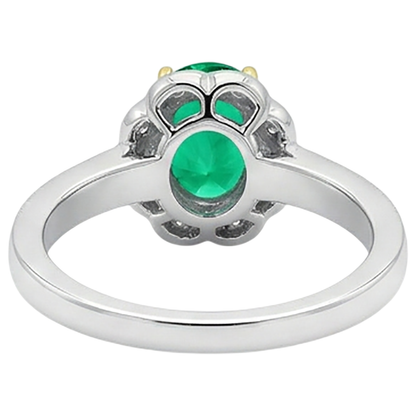 Natural Real ( Not Lab Grown ) Vintage Style Green Emerald GIA Ring Oval Cut