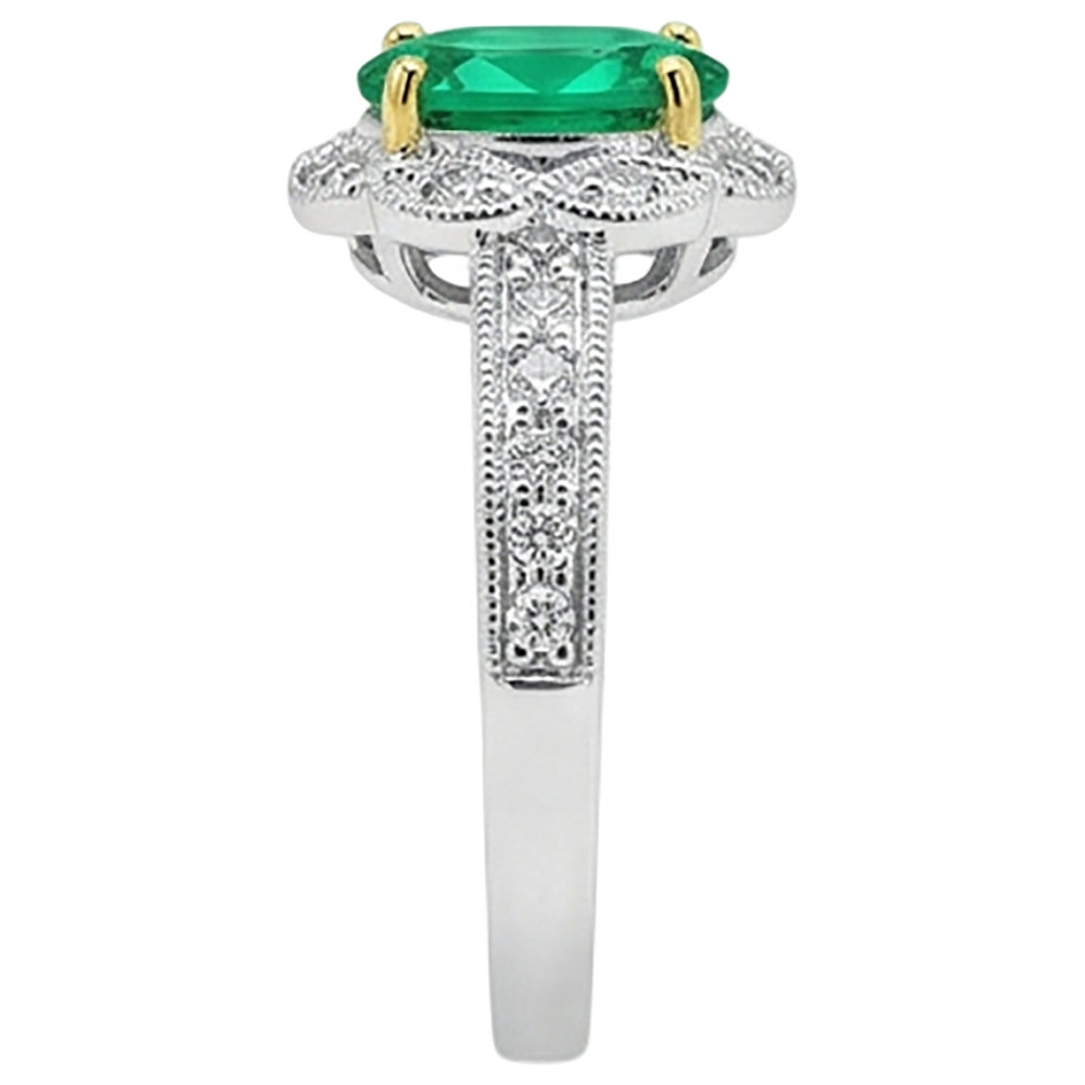 Natural Real ( Not Lab Grown ) Vintage Style Green Emerald GIA Ring Oval Cut