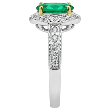 Natural Real ( Not Lab Grown ) Vintage Style Green Emerald GIA Ring Oval Cut
