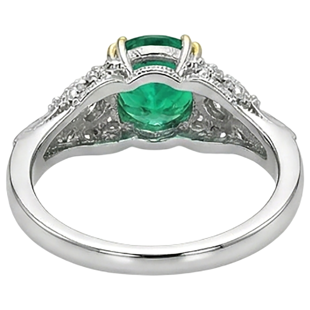 Natural Real ( Not Lab Grown ) Vintage Style Green Emerald GIA Ring Set Prong Set Gold Jewelry