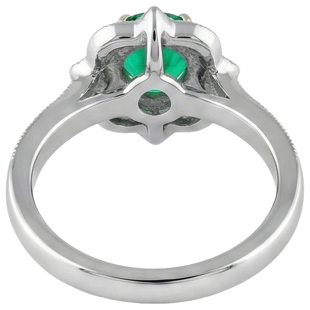 natural round emerald 1.50ct ring profile view