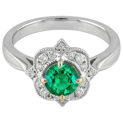 natural round emerald 1.50ct ring side angle