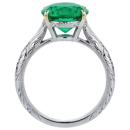 Natural Real ( Not Lab Grown ) Vintage Style Jewelry Green Emerald GIA Solitaire Ring