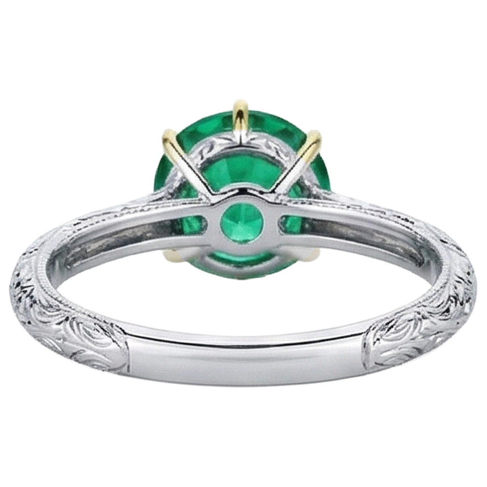 Natural Real ( Not Lab Grown ) Vintage Style Jewelry Green Emerald GIA Solitaire Ring