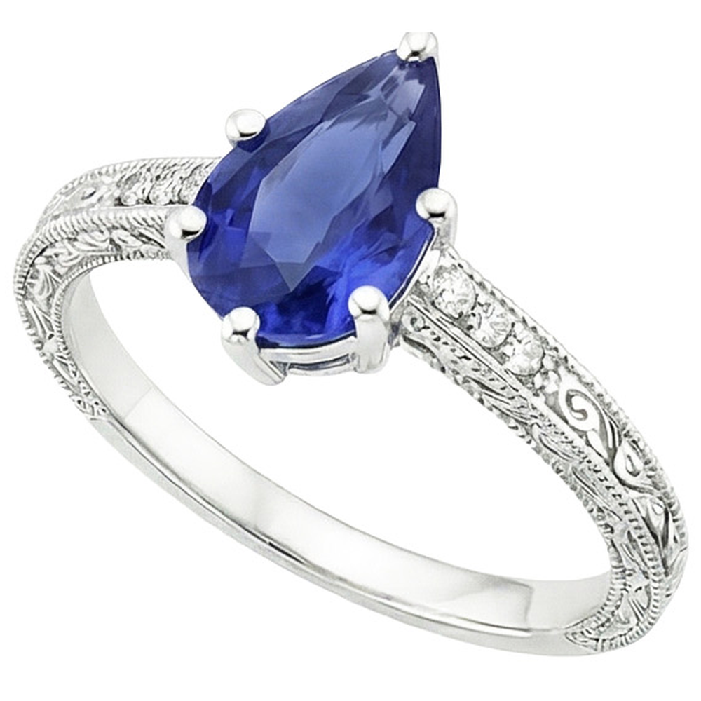 Vintage Style Natural Earth Mined Diamond Anniversary Ring Gold Blue Sapphire 4.25 Carats