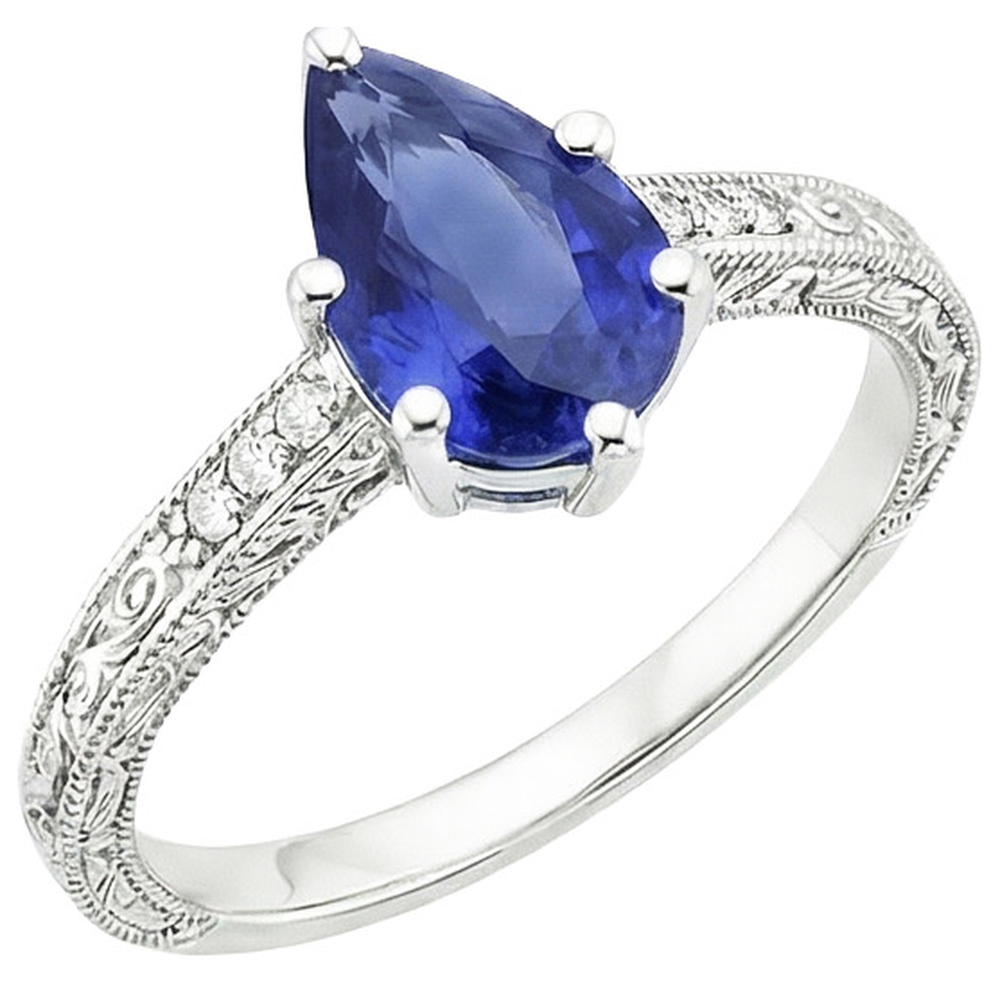 Vintage Style Natural Earth Mined Diamond Anniversary Ring Gold Blue Sapphire 4.25 Carats