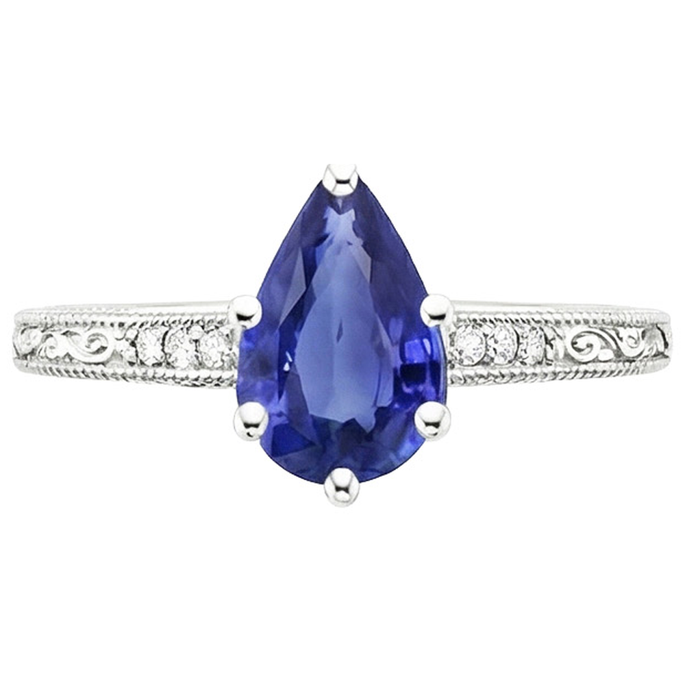 Vintage Style Natural Earth Mined Diamond Anniversary Ring Gold Blue Sapphire 4.25 Carats
