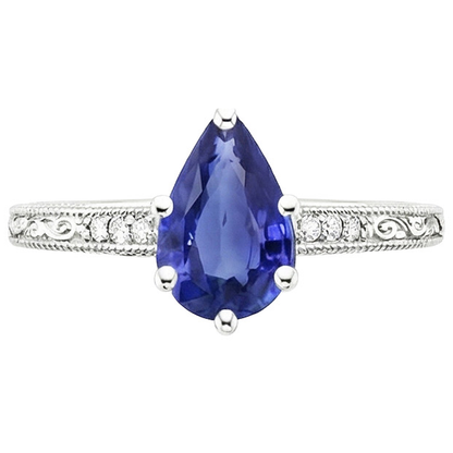 Vintage Style Natural Earth Mined Diamond Anniversary Ring Gold Blue Sapphire 4.25 Carats
