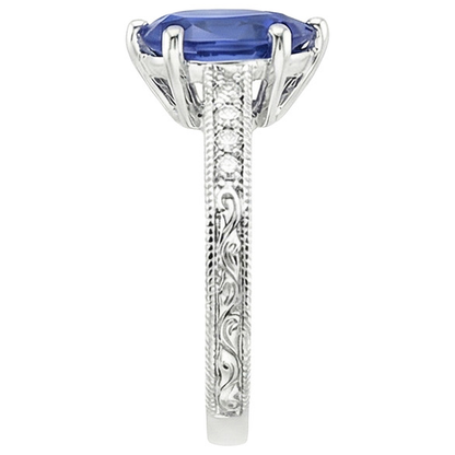 Vintage Style Natural Earth Mined Diamond Anniversary Ring Gold Blue Sapphire 4.25 Carats