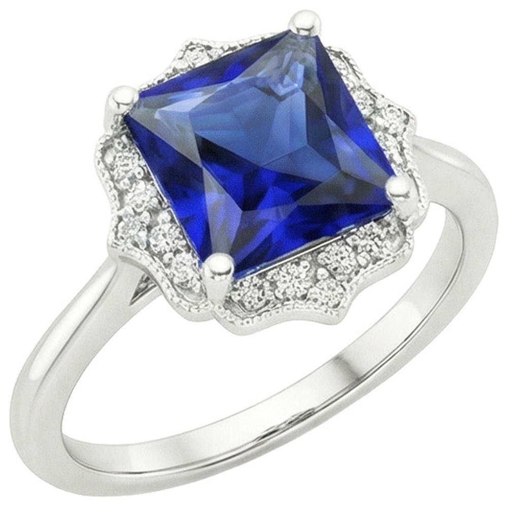 Vintage Style Natural Earth Mined Diamond Halo Ring Ceylon Sapphire Gemstone 6 Carats Gold
