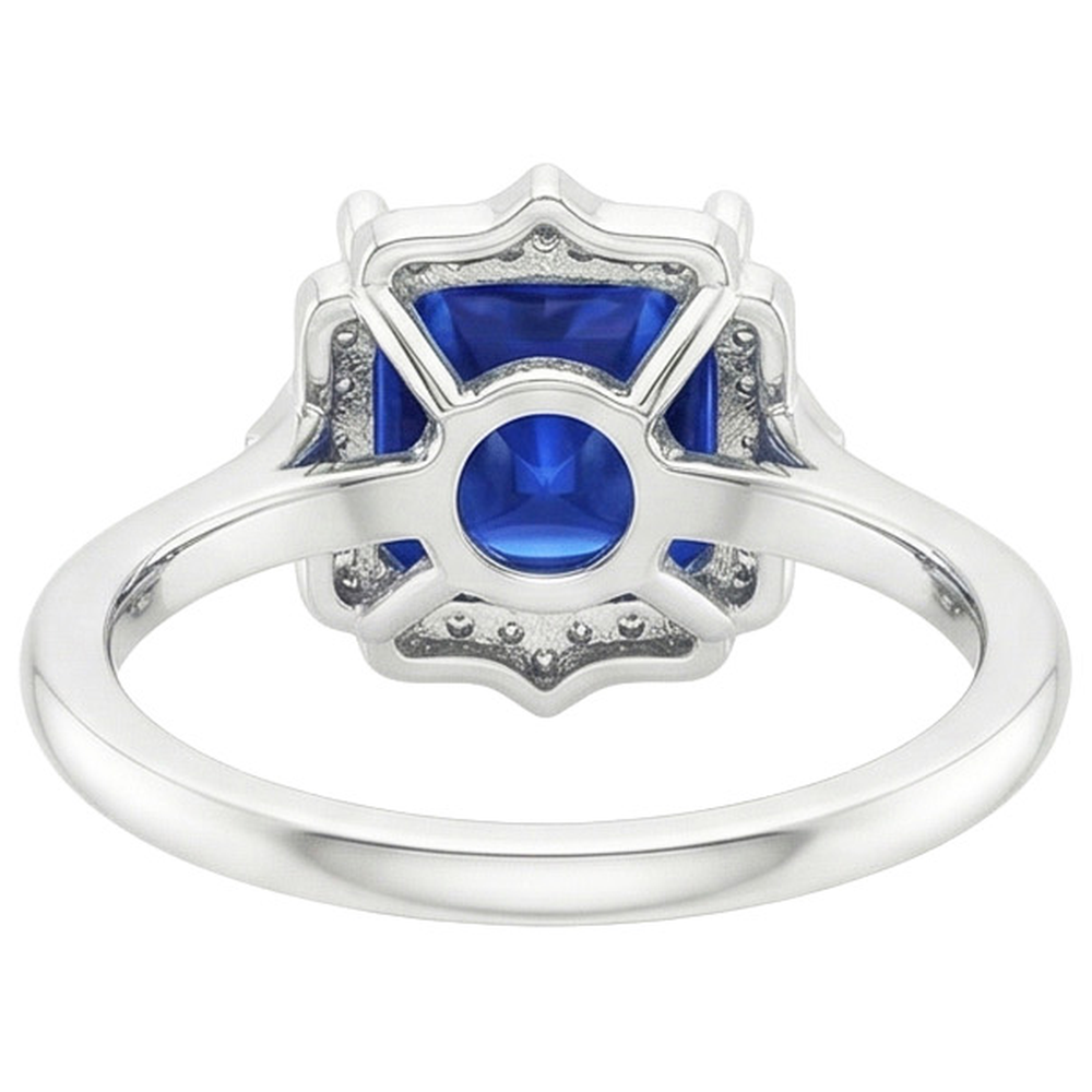 Vintage Style Natural Earth Mined Diamond Halo Ring Ceylon Sapphire Gemstone 6 Carats Gold