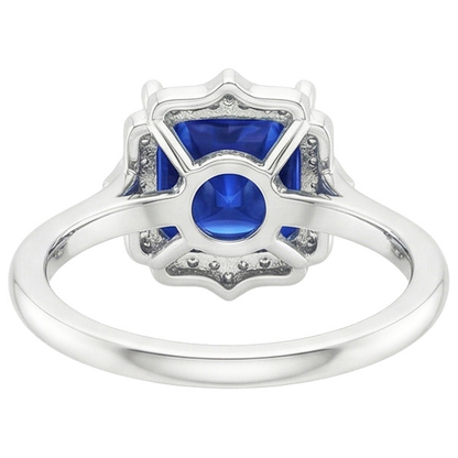 Vintage Style Natural Earth Mined Diamond Halo Ring Ceylon Sapphire Gemstone 6 Carats Gold