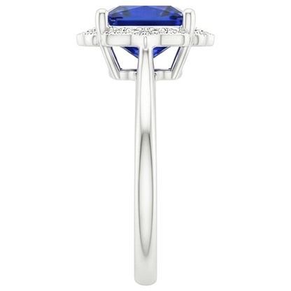 Vintage Style Natural Earth Mined Diamond Halo Ring Ceylon Sapphire Gemstone 6 Carats Gold