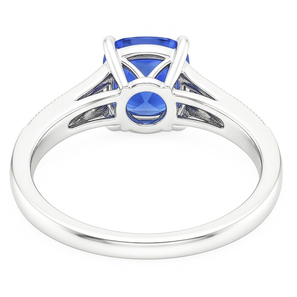 Vintage Style Natural Earth Mined Diamond Ring Cushion Ceylon Sapphire Jewelry 2.50 Carats