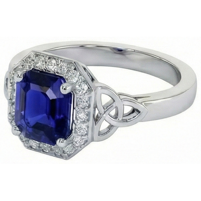 Vintage Style Natural Earth Mined Diamond & Emerald Sri Lankan Sapphire Ring 6 Carats New