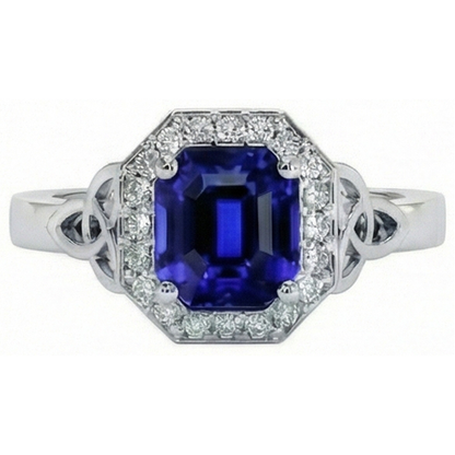 Vintage Style Natural Earth Mined Diamond & Emerald Sri Lankan Sapphire Ring 6 Carats New