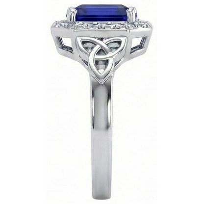 Vintage Style Natural Earth Mined Diamond & Emerald Sri Lankan Sapphire Ring 6 Carats New