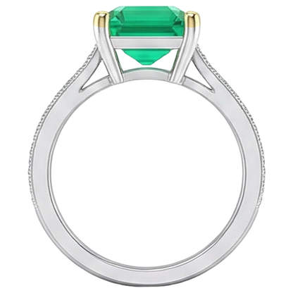 Natural Real ( Not Lab Grown ) Vintage Style Ring Green Emerald GIA Diamonds Milgrain Design