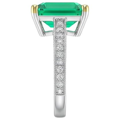 Natural Real ( Not Lab Grown ) Vintage Style Ring Green Emerald GIA Diamonds Milgrain Design