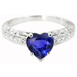 Natural Sapphire Ring 1.50ct - White Gold 14K
