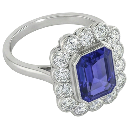 Natural Real ( Not Lab Grown )  Vintage Style Tanzanite Cocktail Ring