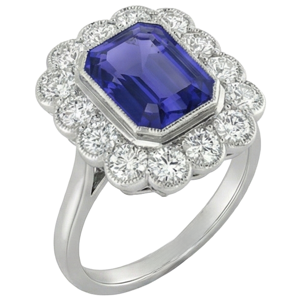 Natural Real ( Not Lab Grown )  Vintage Style Tanzanite Cocktail Ring