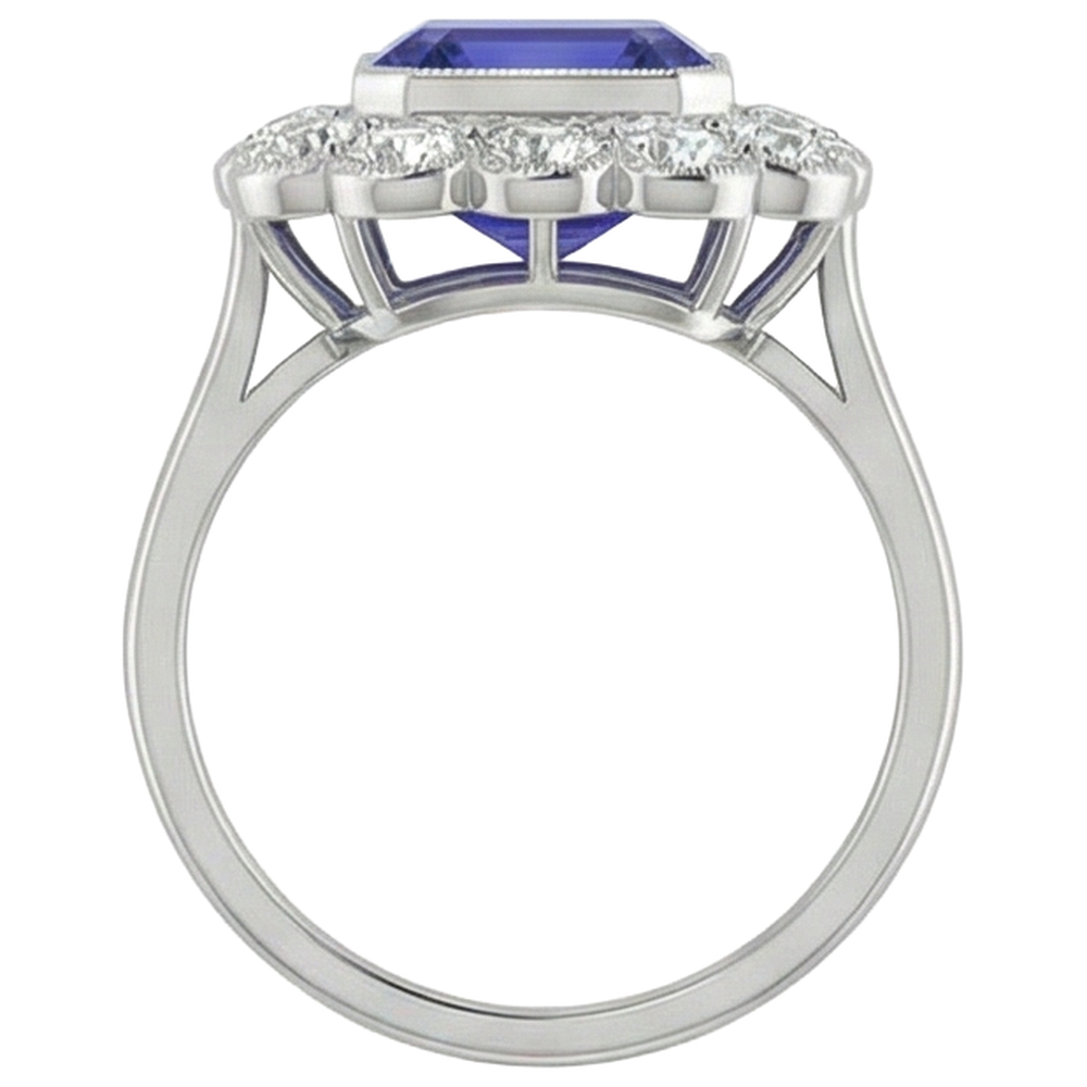 Natural Real ( Not Lab Grown )  Vintage Style Tanzanite Cocktail Ring