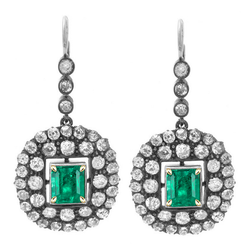 Vintage Look Dangle Earrings Green Emerald Diamond Jewelry