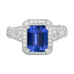 Vintage Look Art Deco Sapphire Natural Earth Mined Diamond Ring