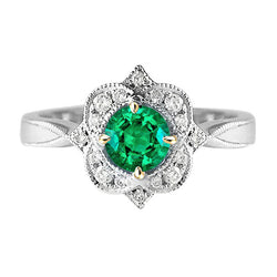 Natural Emerald Ring 1.50ct - Two Tone 14K Gold