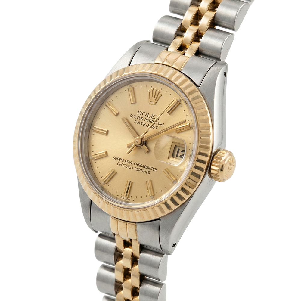 Vintage Ladies Steel Gold Two-Tone Vintage Rolex Fi Watch Jubilee