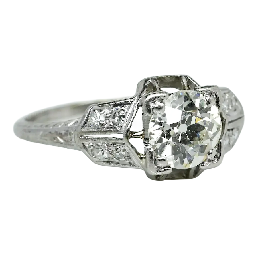 Vintage Style Gold Jewelry Round Old Miner Genuine Natural Earth Mined Diamond Ring 1.50 Carats