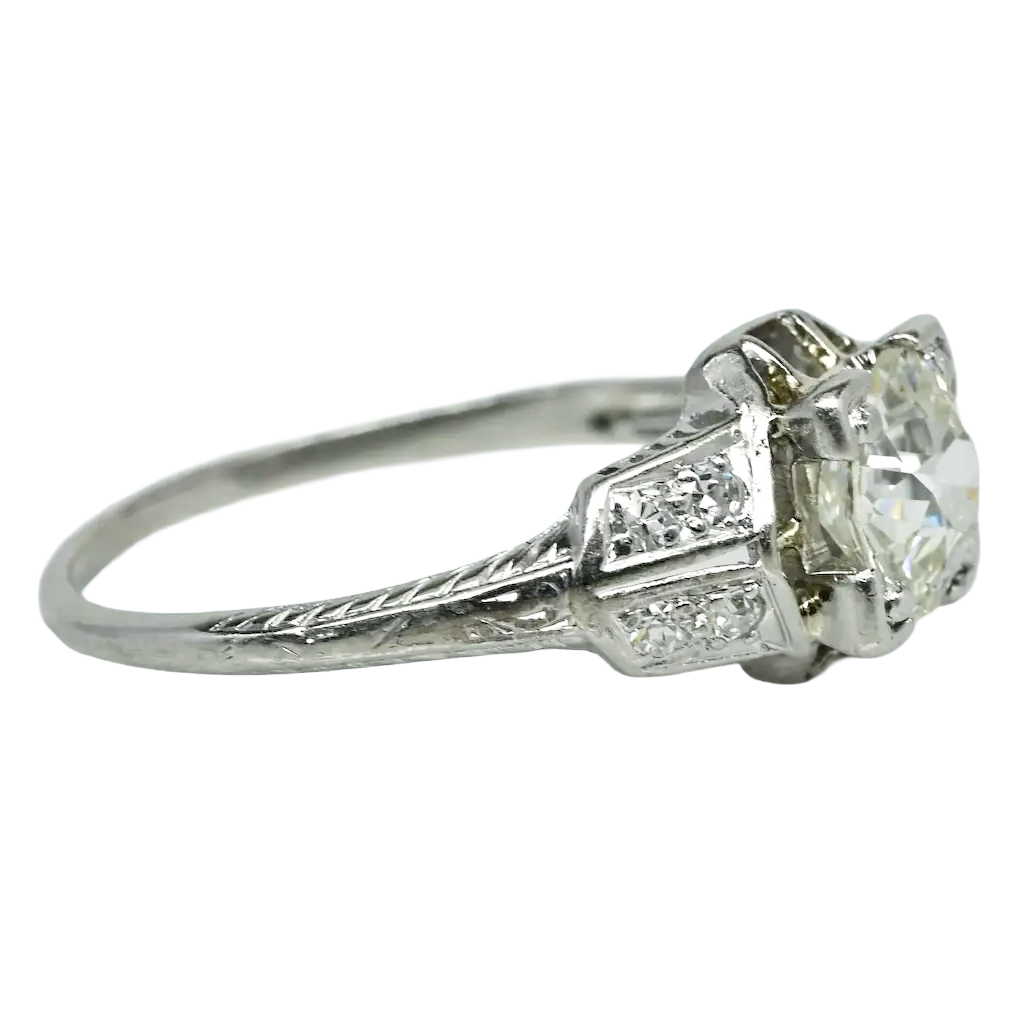 Vintage Style Gold Jewelry Round Old Miner Genuine Natural Earth Mined Diamond Ring 1.50 Carats