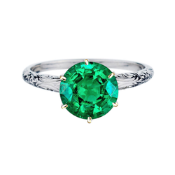 Natural Real ( Not Lab Grown ) Vintage Style Jewelry Green Emerald GIA Solitaire Ring