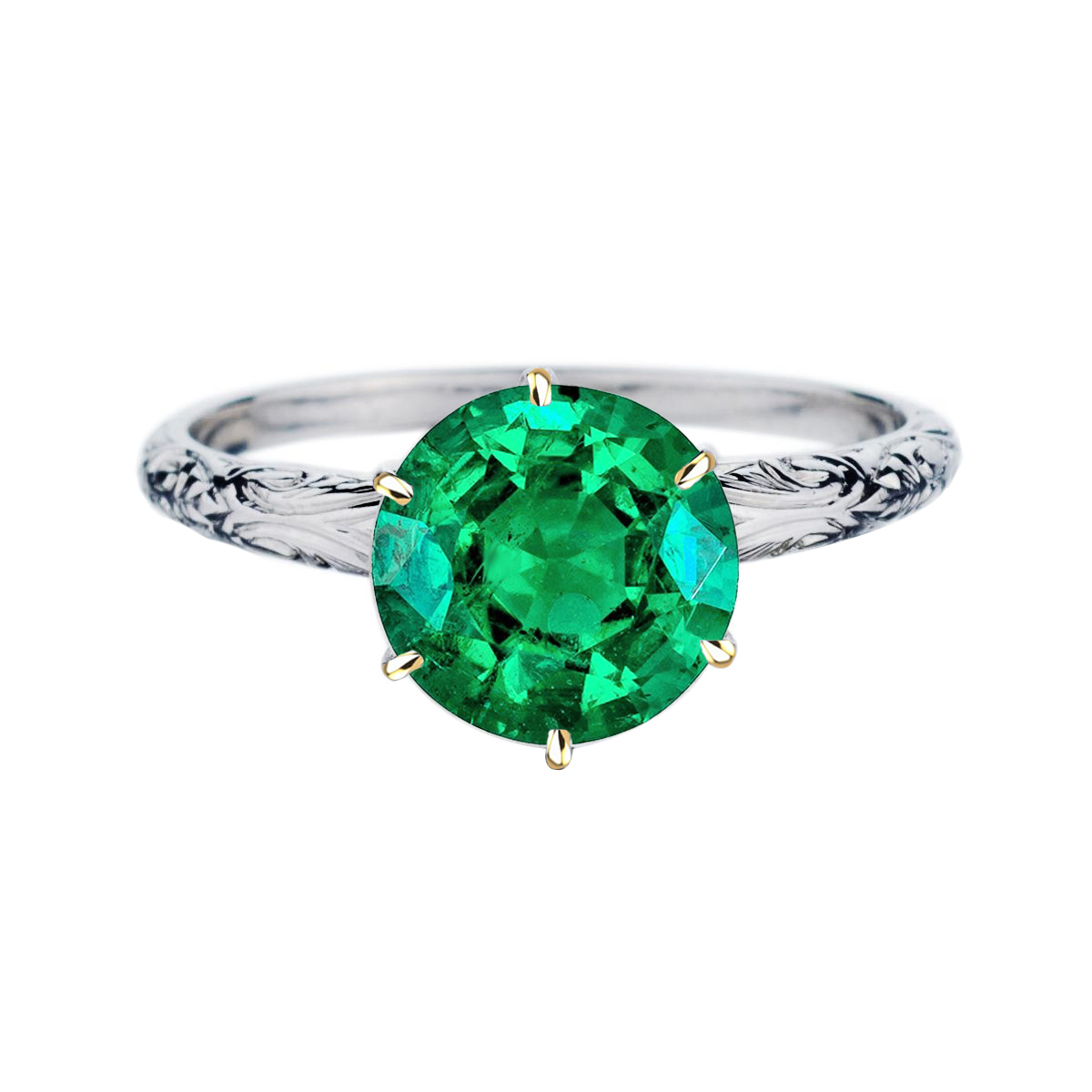 Vintage Style Jewelry Green Emerald Solitaire Ring