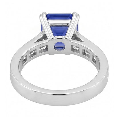 Vivid Royal Blue Sapphire And Natural Earth Mined Diamond Ring