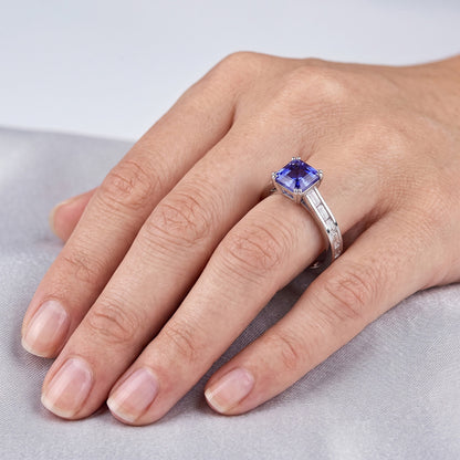Vivid Royal Blue Sapphire And Natural Earth Mined Diamond Ring