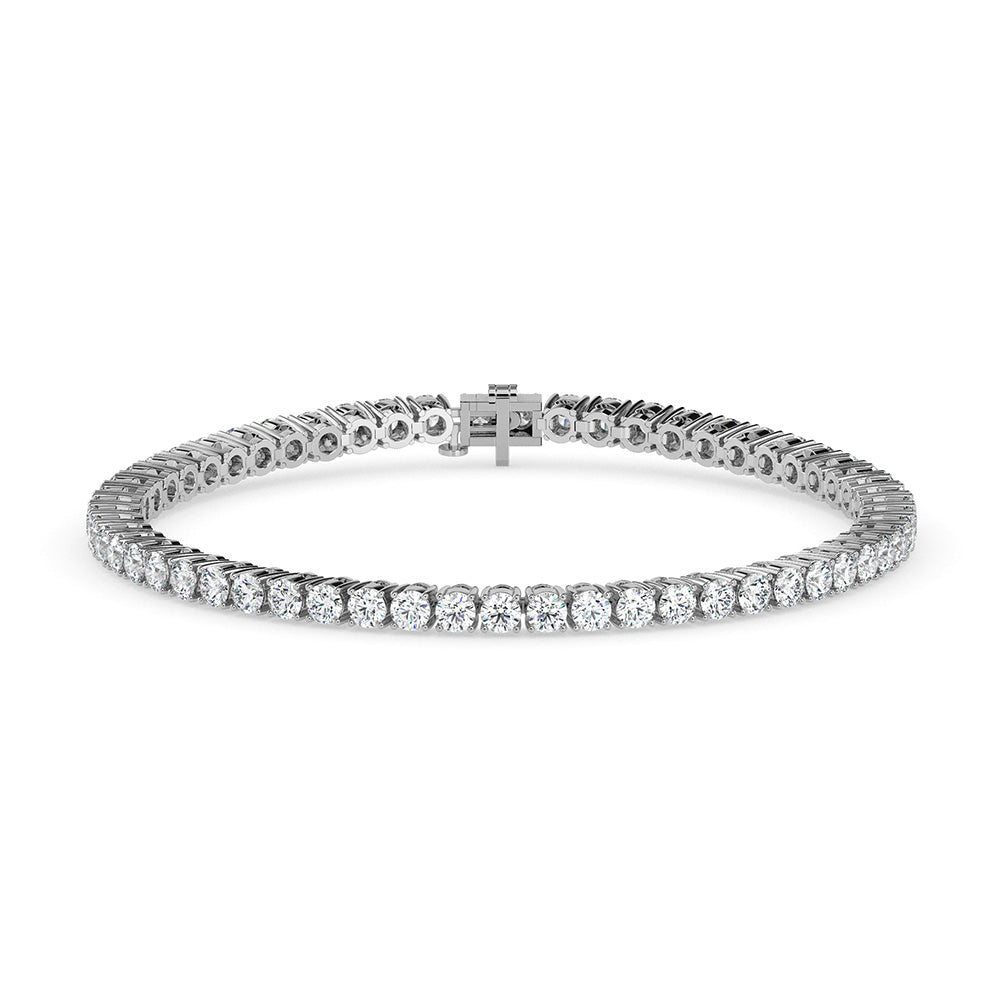 WG 10K Two Prong Set Round Lab Grown Diamond Tennis Bracelet 6.20 Ct