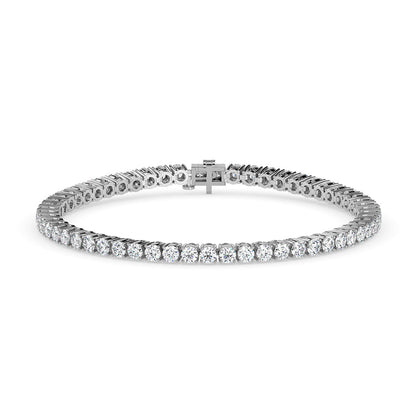 WG 10K Two Prong Set Round Lab Grown Diamond Tennis Bracelet 6.20 Ct