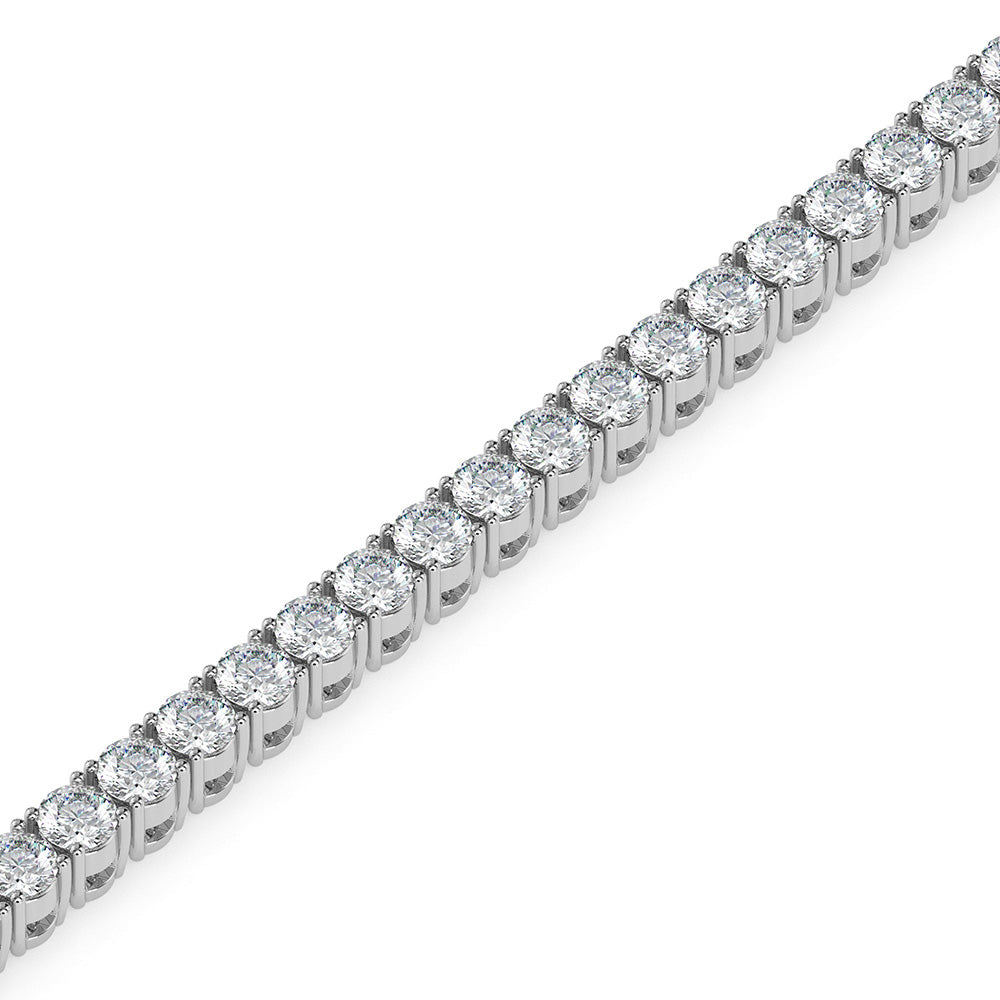 WG 10K Two Prong Set Round Lab Grown Diamond Tennis Bracelet 6.20 Ct