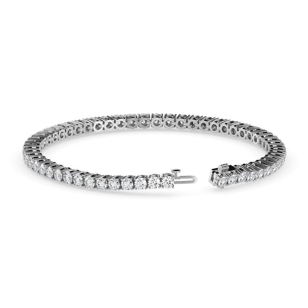 WG 10K Two Prong Set Round Lab Grown Diamond Tennis Bracelet 6.20 Ct