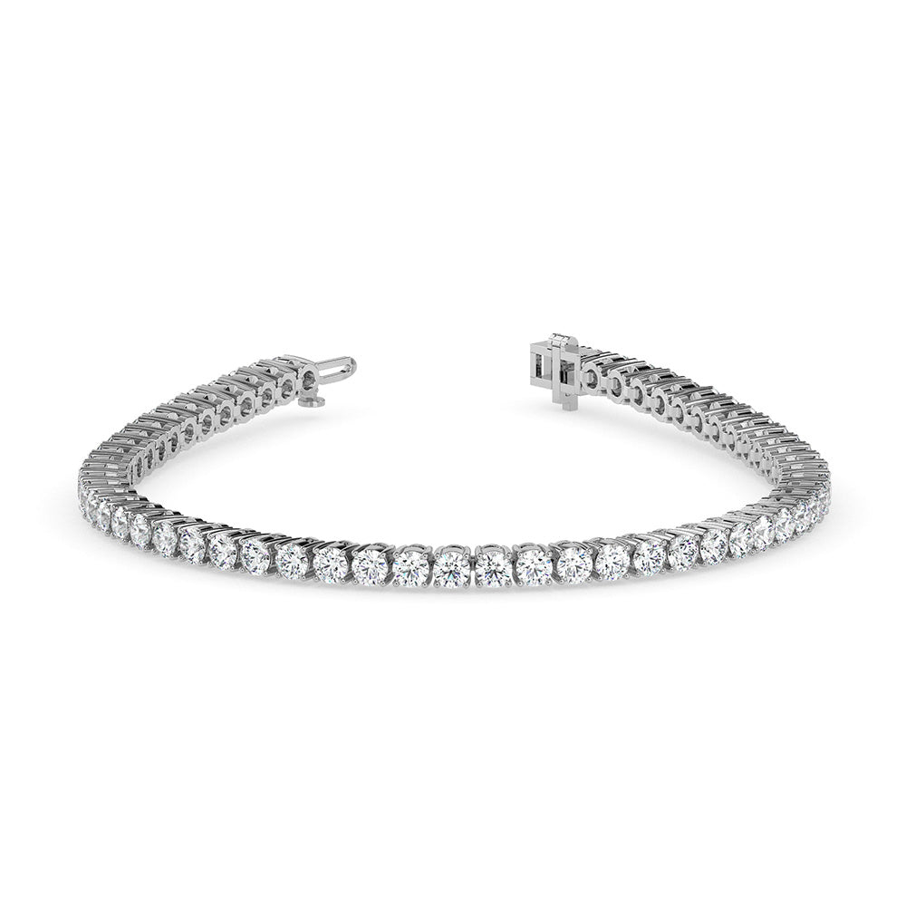 WG 10K Two Prong Set Round Lab Grown Diamond Tennis Bracelet 6.20 Ct