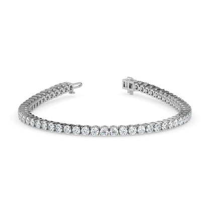 WG 10K Two Prong Set Round Lab Grown Diamond Tennis Bracelet 6.20 Ct