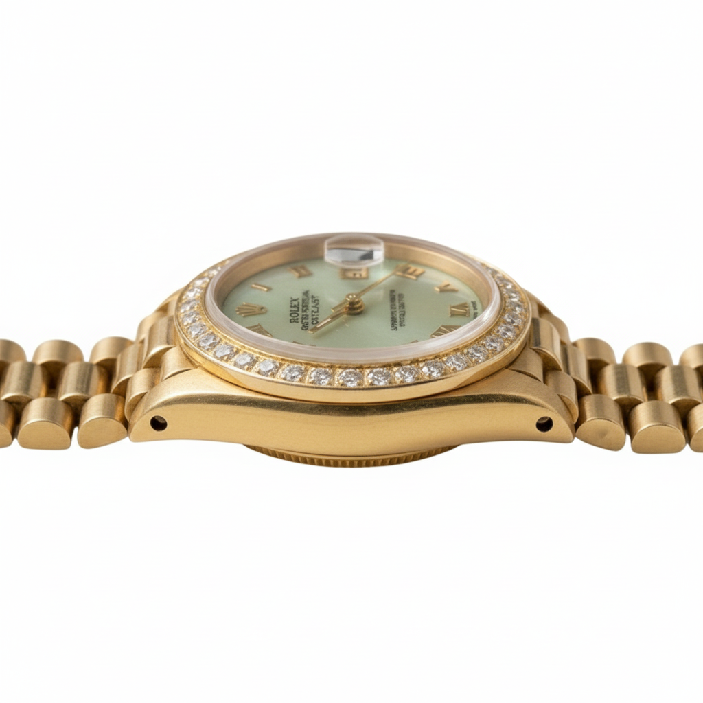 W Mop Roman Dial Presidential Watch Rolex Dj Diamond Bezel Gold