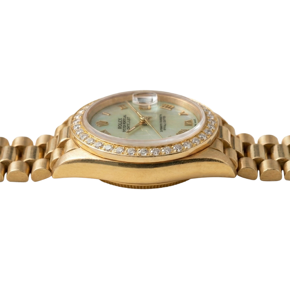 W Mop Roman Dial Presidential Watch Rolex Dj Diamond Bezel Gold