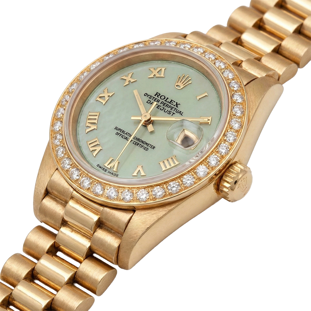 W Mop Roman Dial Presidential Watch Rolex Dj Diamond Bezel Gold
