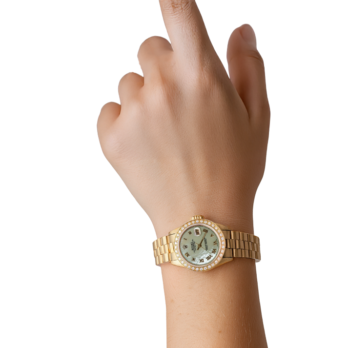 W Mop Roman Dial Presidential Watch Rolex Dj Diamond Bezel Gold P2